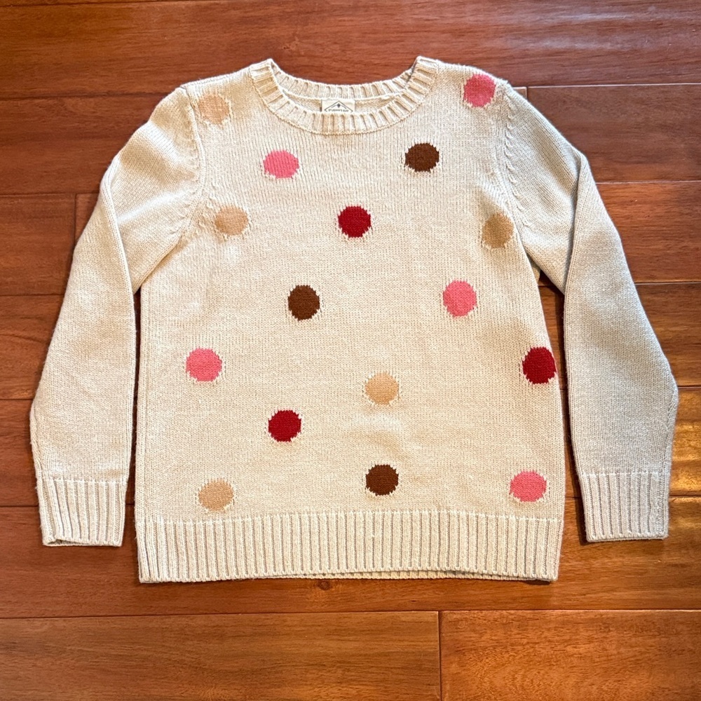 St. John's Bay Size M Polka Dot Sweater - Cream with Multicolor Dots